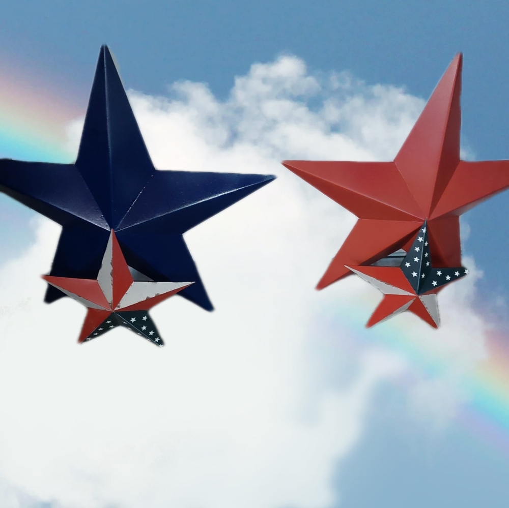 Americana Metal Barn Star Wall Decor, 12 and 14Inches.